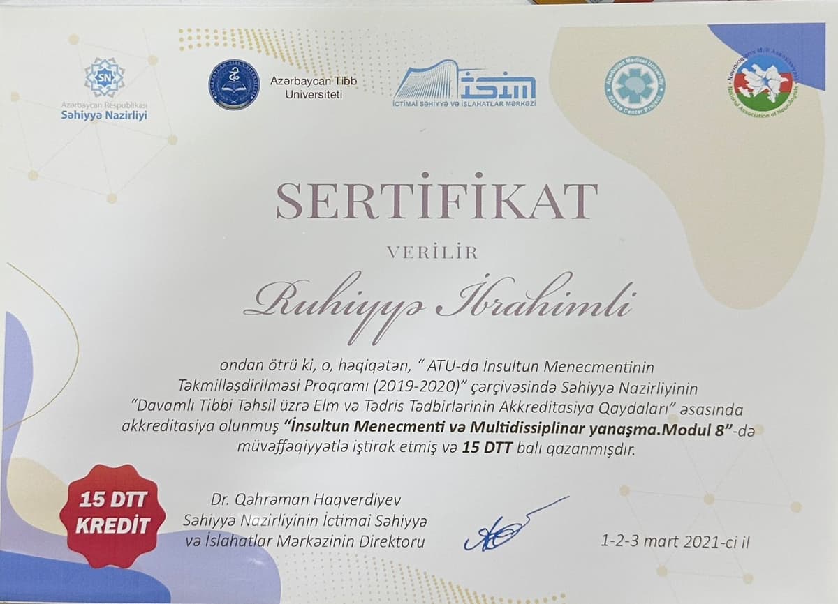 Həkim Peşəkar Sertifikatı 5 - Turan Hospital