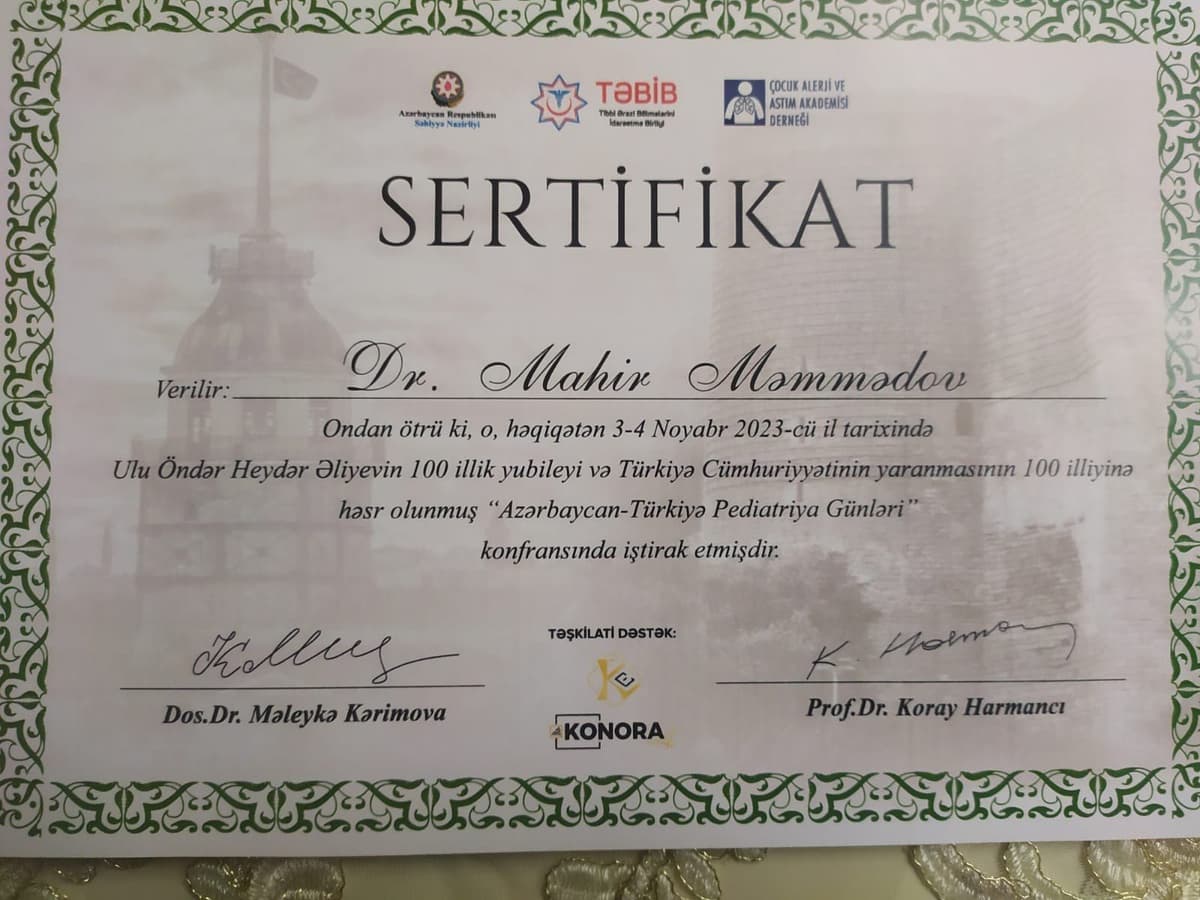 Həkim Peşəkar Sertifikatı 7 - Turan Hospital